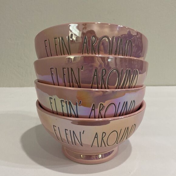 Rae Dunn Ceramic glazed Pink Iridescent "Elfin Around" Bowls 12oz CHRISTMAS - Picture 10 of 10